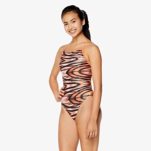 SPEEDO Wave Wall Crossback Onepiece orange black